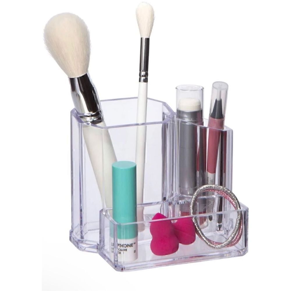 Makeup vanity brush holder| Clear Acrylic| desk or pencil holder